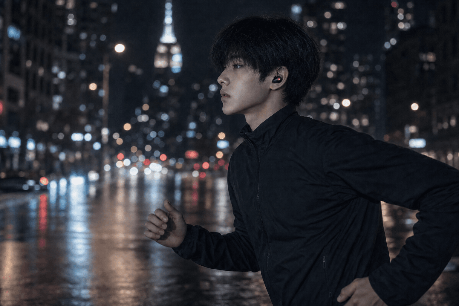 he runs through the city